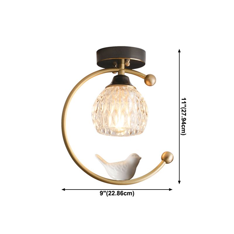 Plafonnier en forme de géométrie, moderne, en verre, à 1 lumière, doré