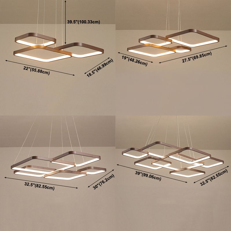 Brown Aluminum Hanging Pendant Lights Modern Hanging Lamps for Living Room