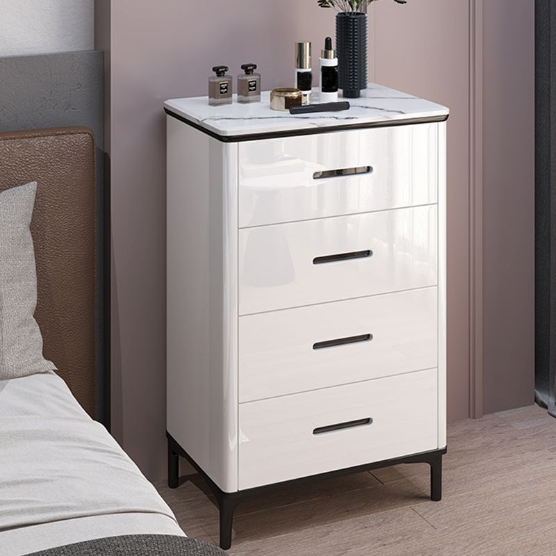 Glam Stone Storage Chest Bedroom White 16" Wide Chest with Drawers