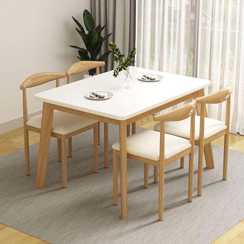 Rectangle Dining Table Mid-Century Modern Dining Table with 4 Wood Legs