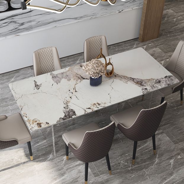 Mesa rectangular contemporánea acrílica mesa de piedra sinterizada para comedor