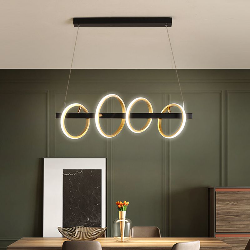 Simple Circles Ceiling Pendant Metal 4/5 Heads Dining Room Island Lighting Ideas in Gold, Warm/White Light