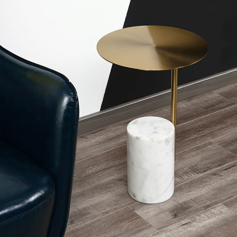 Scandinavian Side Table Marble Pedestal Round Living Room End Table