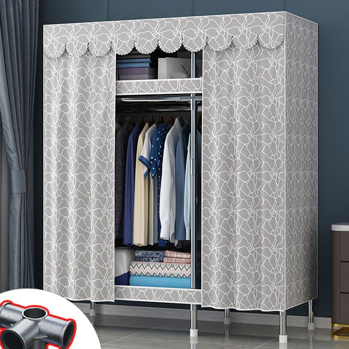Contemporary Style Steel Wardrobe 2 Shelves Wardrobe Closet for Home