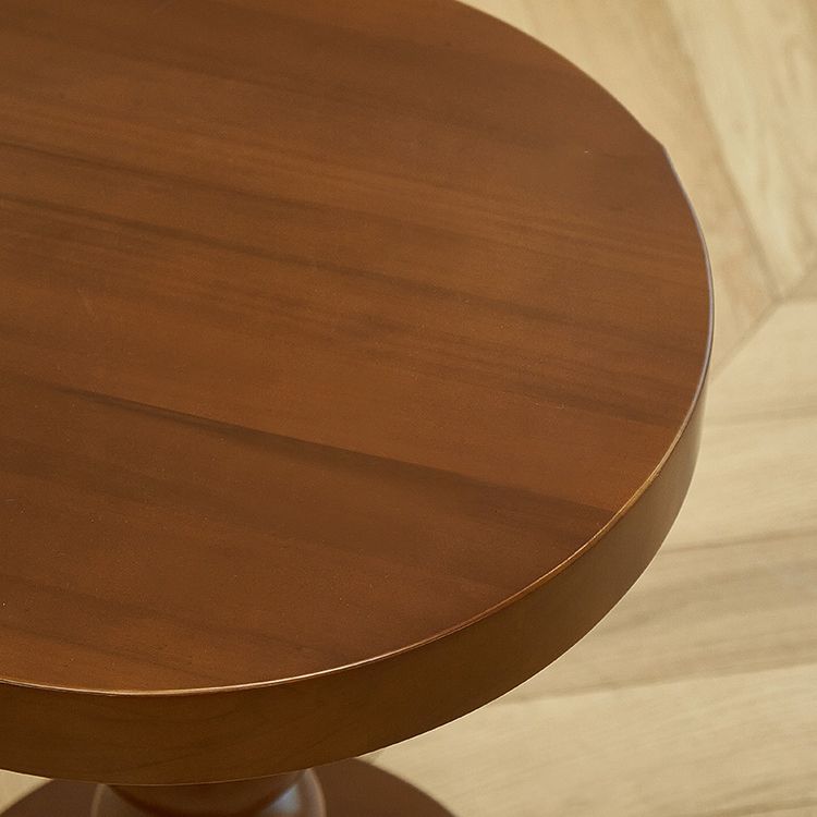 Traditional Round Wooden End Table 15.74" Wide Pedestal Side Table