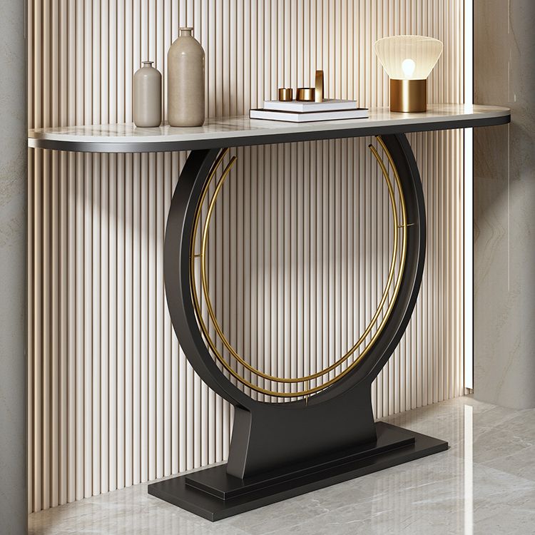 Modern Half Moon Console Accent Table Antique Finish Console Sofa Table