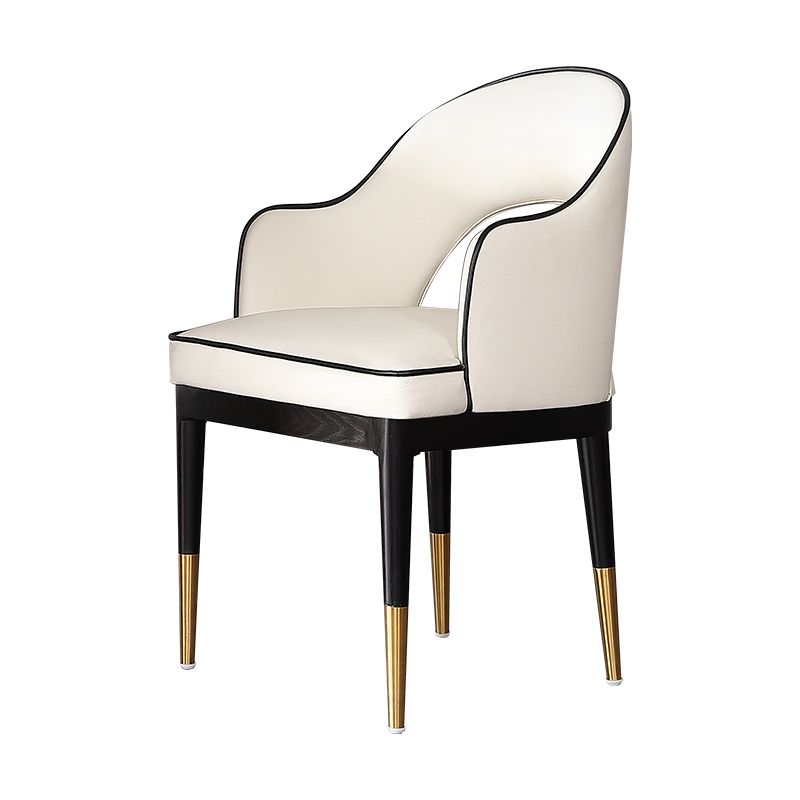 Glam Style Arm Chair Wood Open Back Dining Side Chair for Kitchen with Upholstered