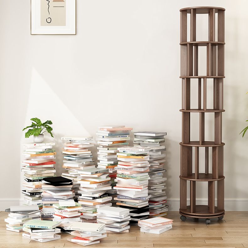 Scandinavian Style Bookshelf with Casters Bookcase for Home Office Study Room