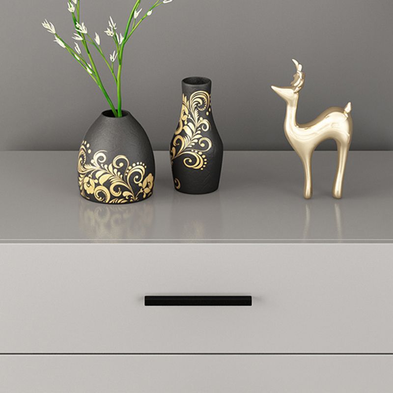 Contemporary Bedroom Storage Chest Engineered Wood Chest in Gray with Drawers