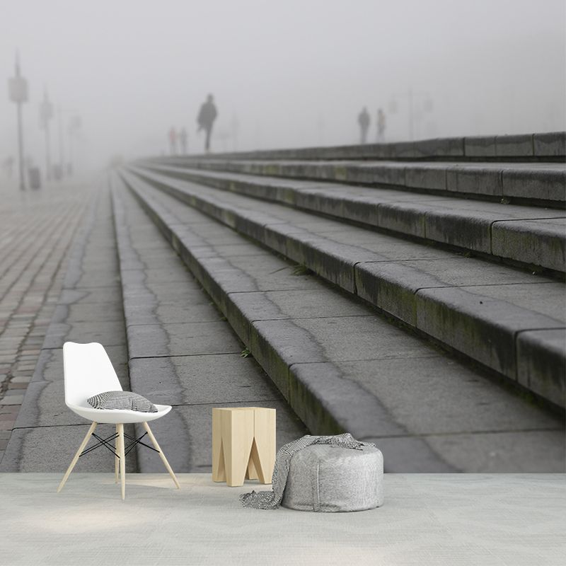 Stain Resistant Stairs Architecture Mural Wallpaper for Living Room