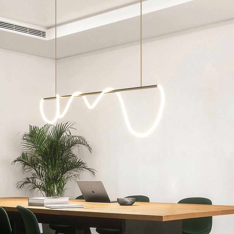 Lámpara colgante de restaurantes de 1 luz de la isla lineal moderna con sombra de gel de sílice