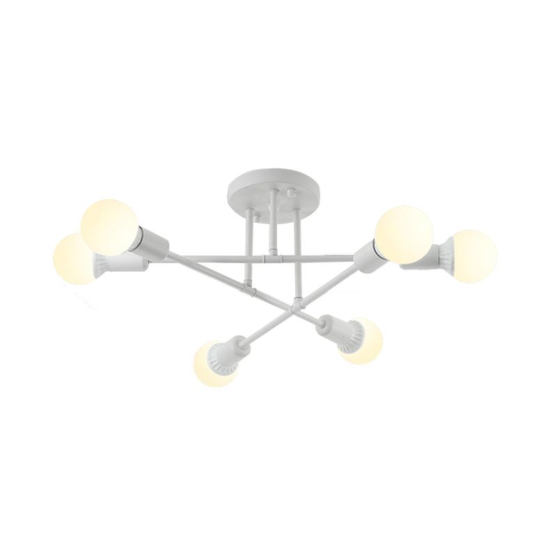 Bookstore Living Room Stacked Ceiling Light Metal Contemporary Semi Ceiling Mount Light