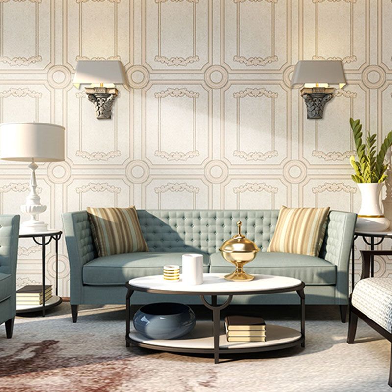 European 3D Faux Wood Wallpaper for Living Room Decoration, 20.5" by 33' Wall Covering in Beige