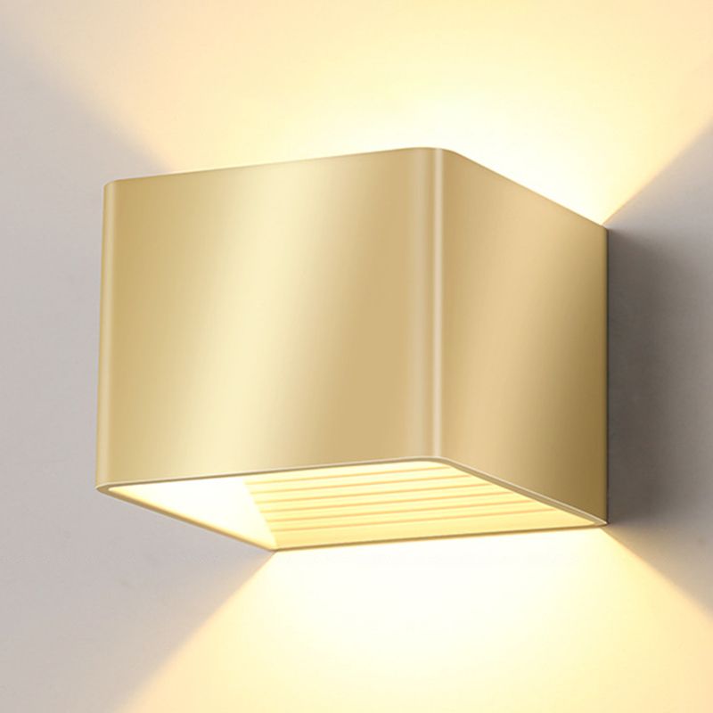 Modern Golden Wall Mounted Sconce Rectangle 2 Lights Shaded Wall Light