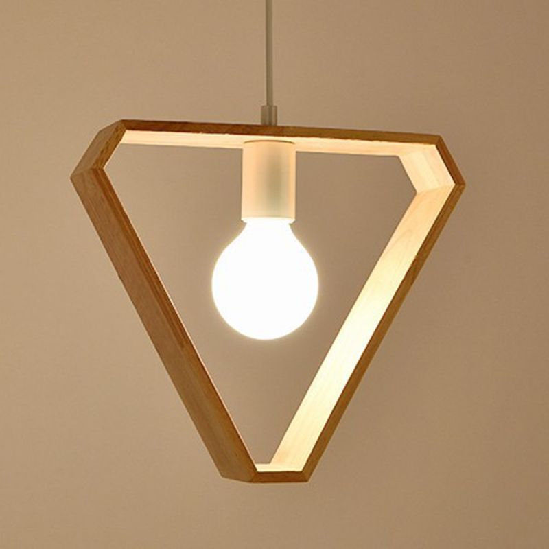 Houten geometrische hangende lamp Minimalistisch lampje met één bulb voor eetkamer