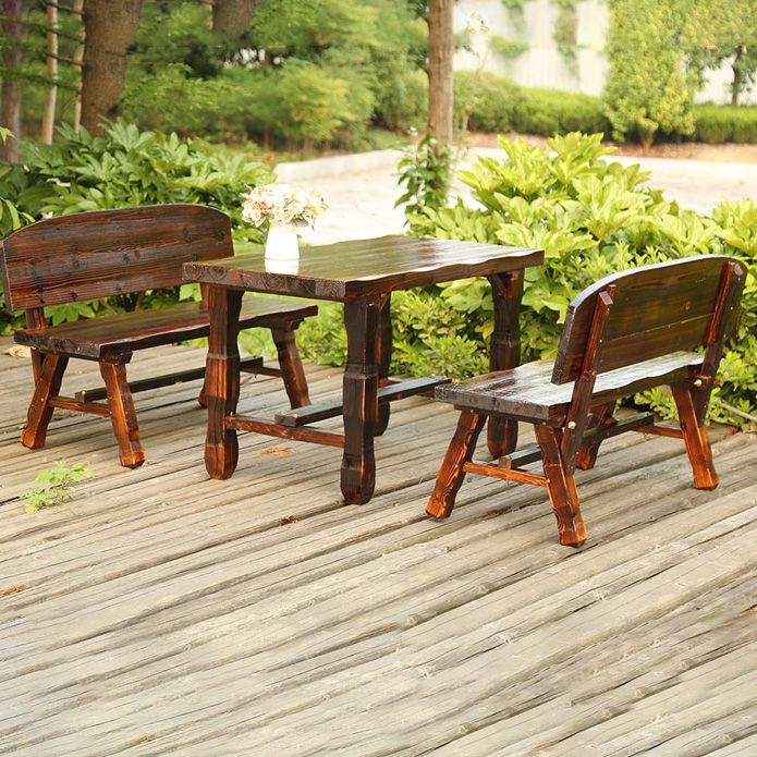 Rustic Rectangle Balcony Table Solid Wood Accent Table for Patio