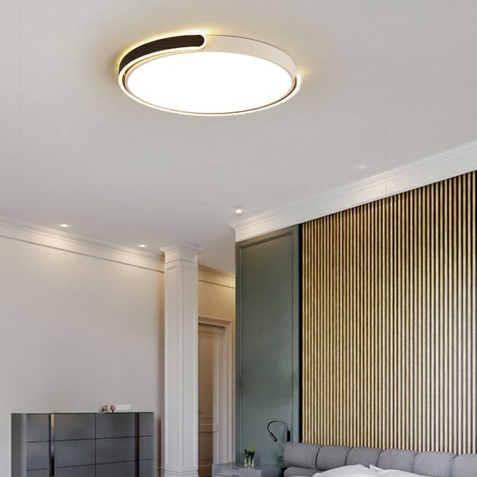 Modern Metal LED Flush Mount Circle Shape Ceiling Lamp with Acrylic Shade for Living Room