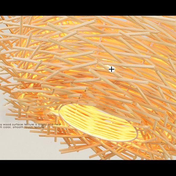 Asia -Stil Vogel Nest Hängende Leuchte Holz Esszimmer Anhänger Beleuchtungsstoffe