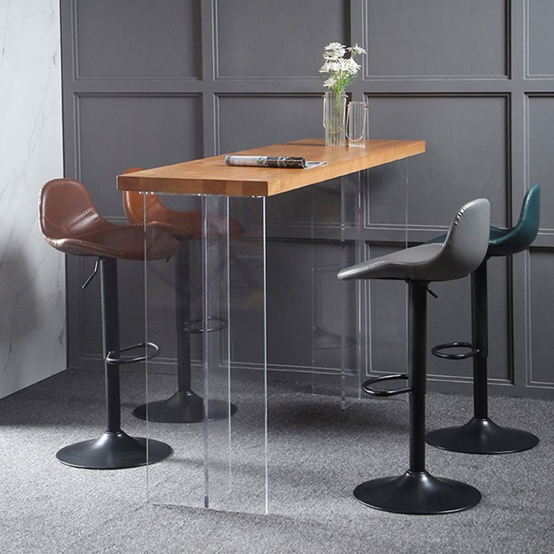 Modern Adjustable Height Barstool Faux Leather Swivel Bar Stools