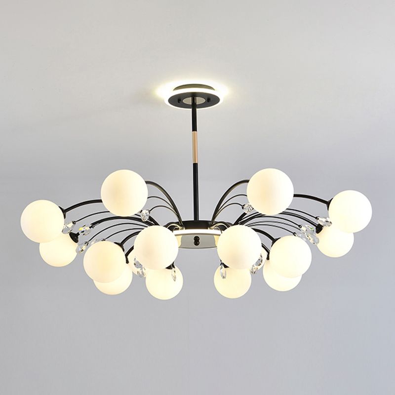 Spherical Ceiling Pendant Modern White Glass Hanging Lights for Living Room