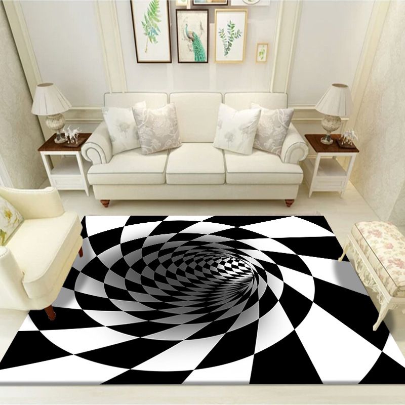 Novelty Area Carpet 3D Visual Deception Funky Polyester Rug Washable Stain Resistant Indoor Carpet
