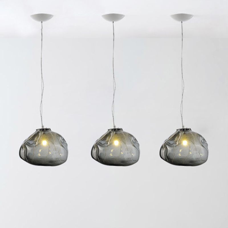 Luce a sospensione a forma di nuvola Contemporanea Clear/Smoke Grey Slown a mano 1 Bulbo Lampada per appenderla
