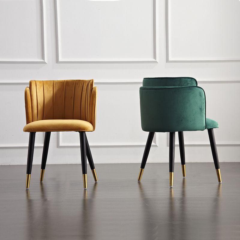 Chaises d'appoint rembourrées de style scandinave Chaises sans accoudoirs à dossier en baril pour un usage domestique (Ensemble de 2)