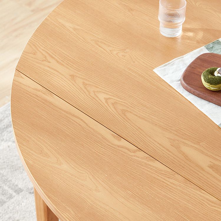 Contemporary Extendable Round Dining Table with Wooden Drop Leaf