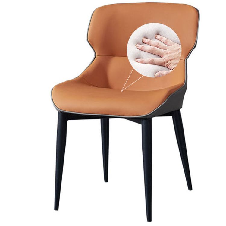 Sillas de comedor de cuero con brazos de comedor de diseño moderno (juego de 4)