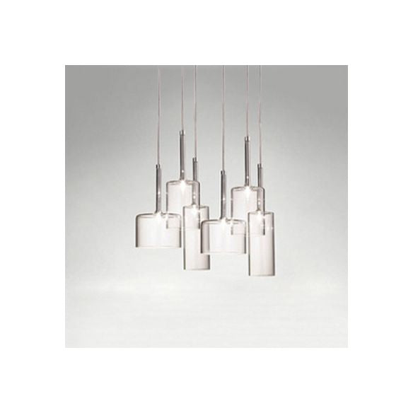 3/6/10 Lichter Speisesaal Cluster Beleuchtung mit Zylinder klarer Glasschatten moderne Chrom -LED -LED -Lampe