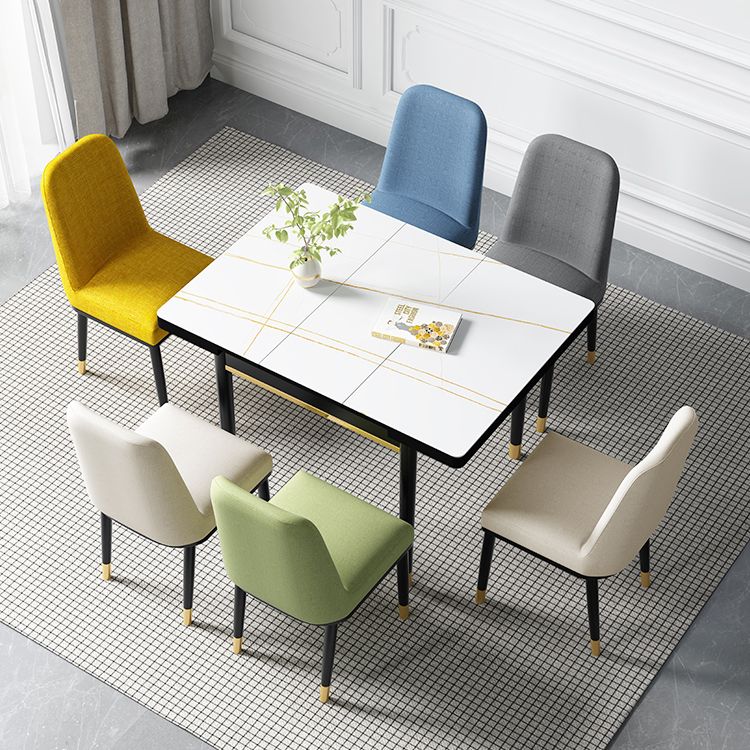 Industrial Style Stone 31.5''Dining Table Square 4 Legs Table for Dining Room