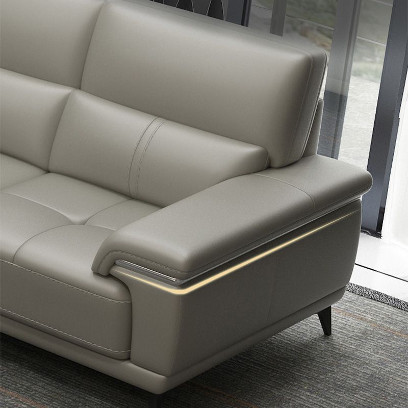 135.83" W x 66.93" D x 36.22" H Genuine Leather Sofa & Chaise Sewn Pillow Back Sofa
