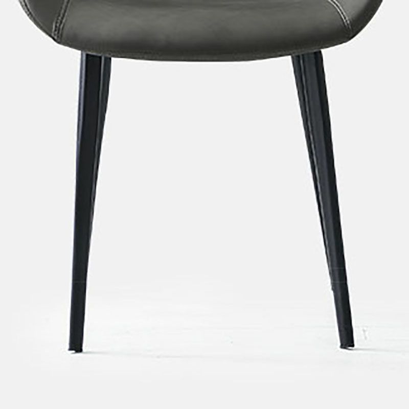 Industrial Style Solid Back Chair for Kitchen Faux Leather Dining Chairs