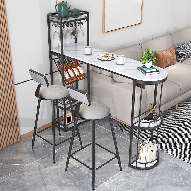 Double Pedestal Sintered Stone Dining Bar Table for Kitchen Dining Room