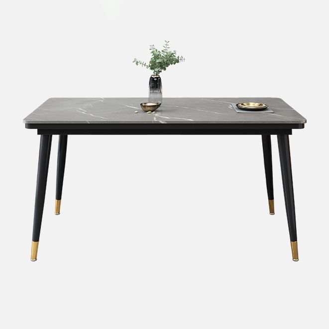 Mesa de comedor industrial con tapa de piedra sinterizada de forma rectangular de cocina con base de 4 patas