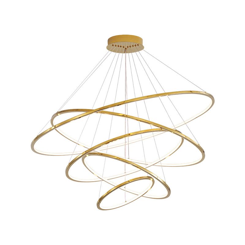 Modern Metal Chandelier Multi-Layer Circle Chandelier Pendant Lamps in Gold for Living Room