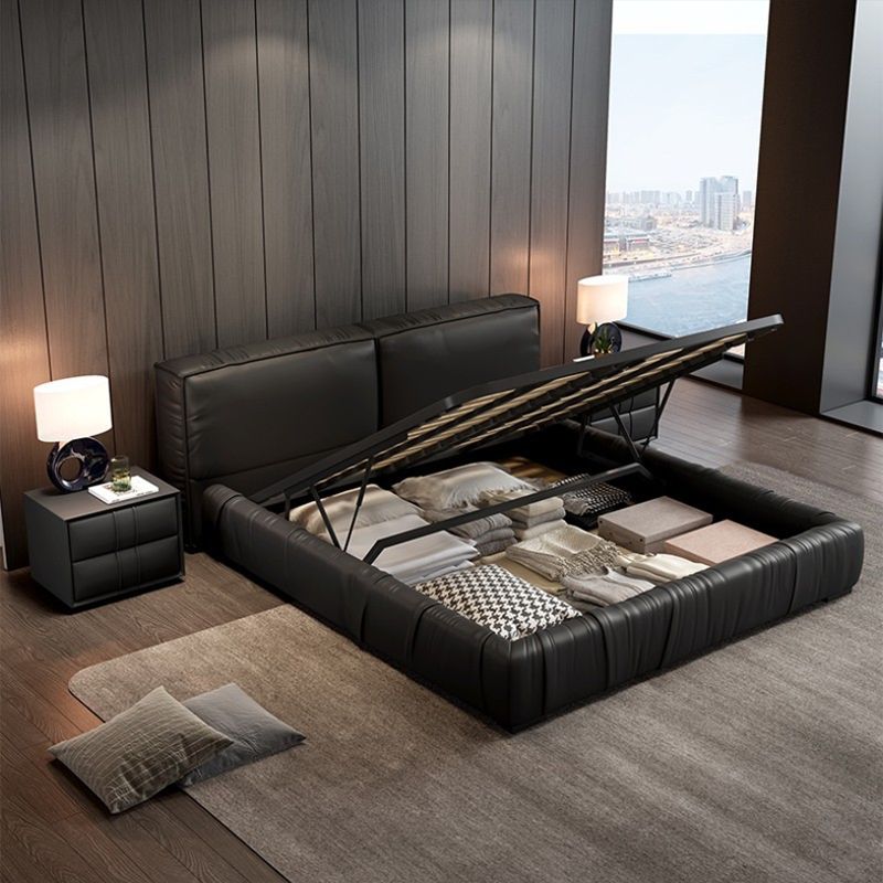 Contemporary Solid Wood with Headboard Rectangular Panel Bed Frame