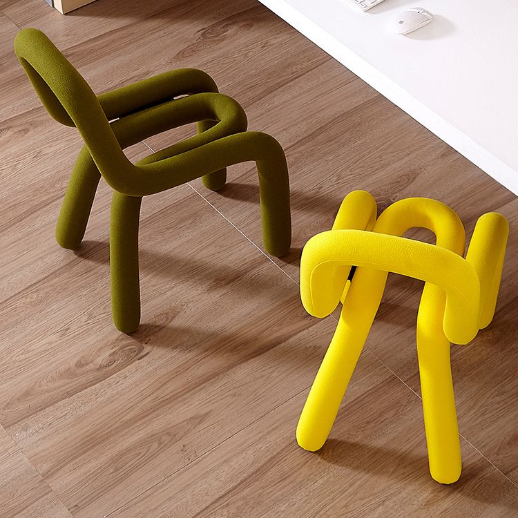 Silla lateral de terciopelo para sala de estar, estilo diseñador, acabado mate, respaldo abierto, silla de comedor