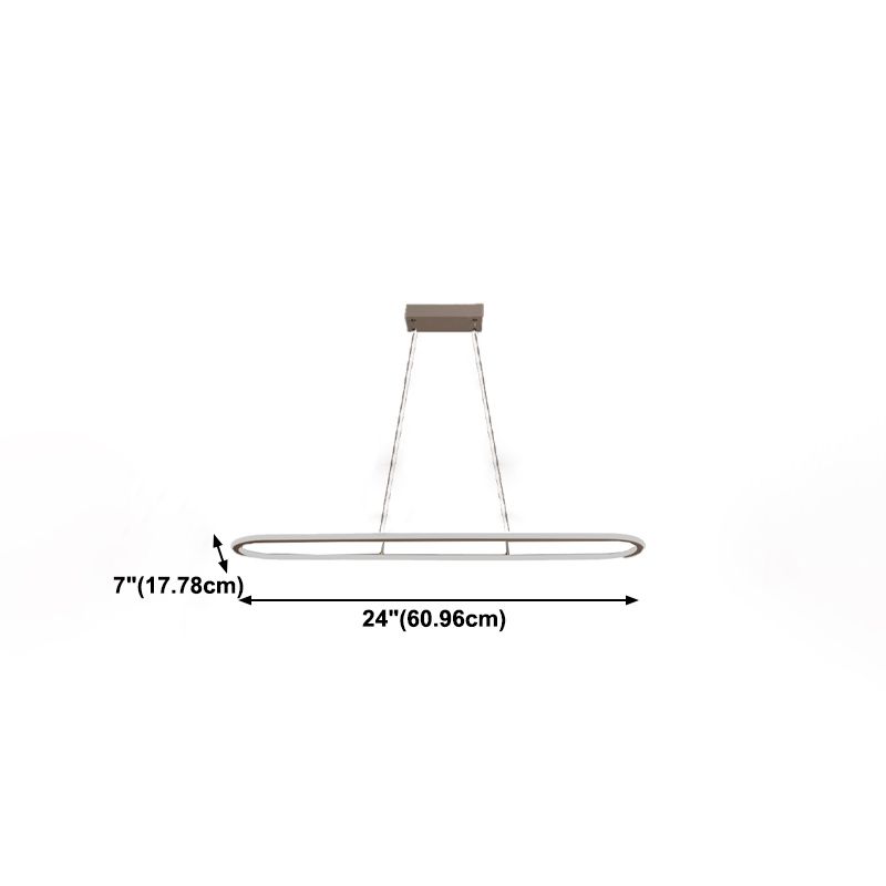 Linear Shape Island Pendant Contemporary Metal 1 Light Pendant Lighting Fixture in White
