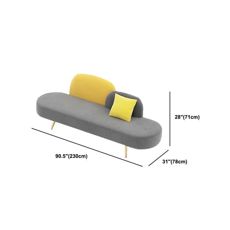 Modern Velvet Armless Sofa 30.70" Wide Gray Sofa for Living Room