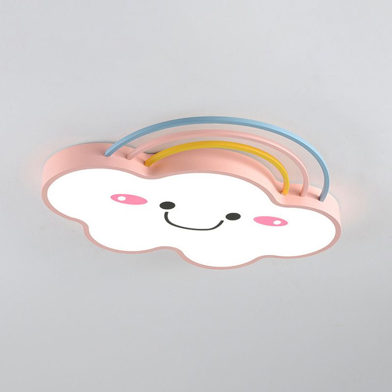 Cloud Pattern Flush Mount Light Acrylic Three color Light Fixture for Kid's Room