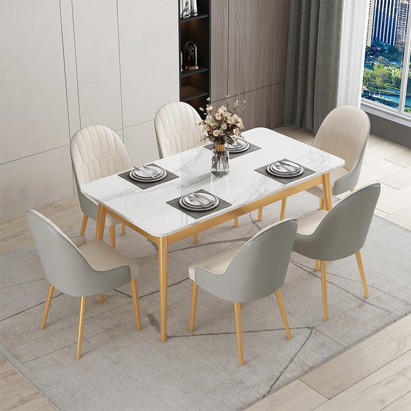 Luxury 1/2/5/7 Pieces Dining Set with Sintered Stone White Table Dining Furniture Set
