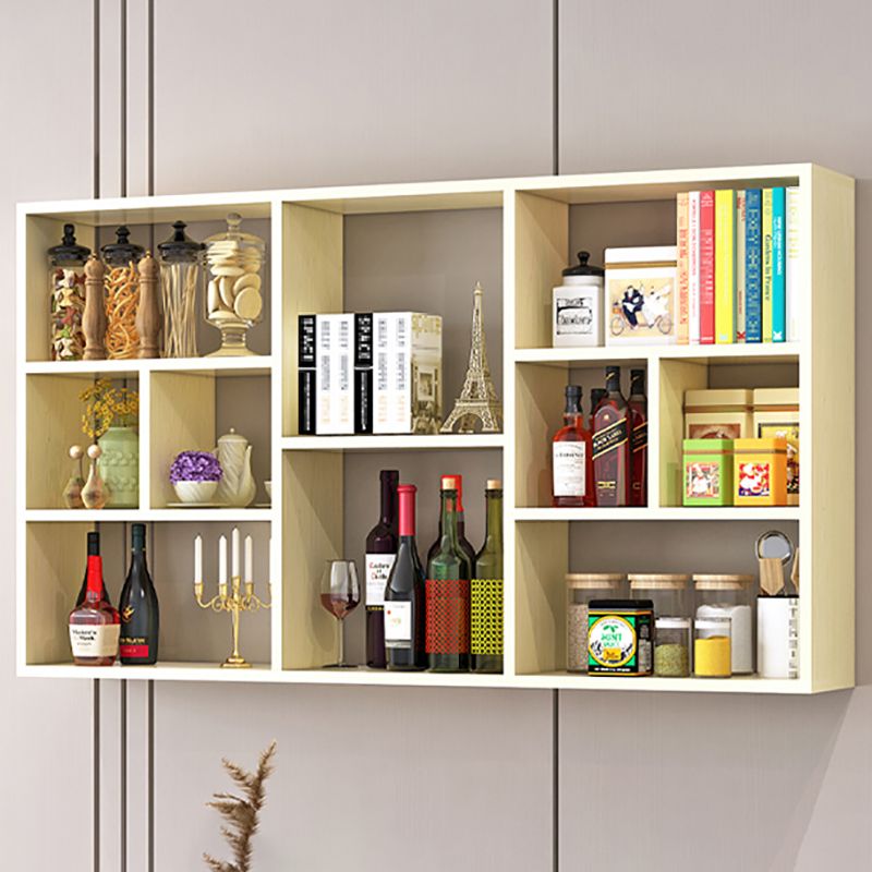 Contemporary Wall Unit Bookshelf Horizontal Manufactured Wood Bookcase