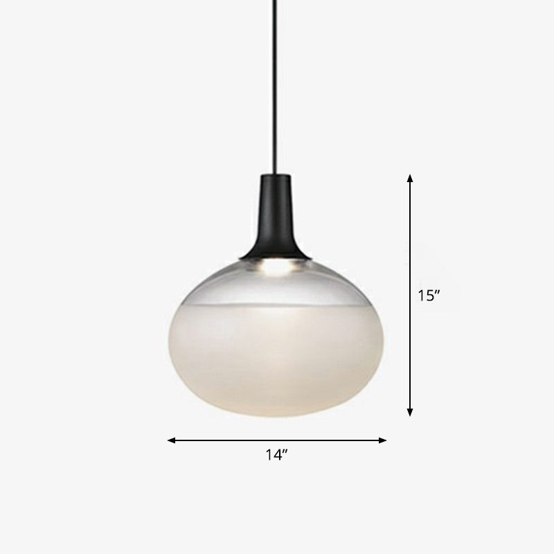 Elliptisch glas gesuspendeerd verlichtingsarmatuur moderne eenmalige zwarthangende lamp voor restaurant