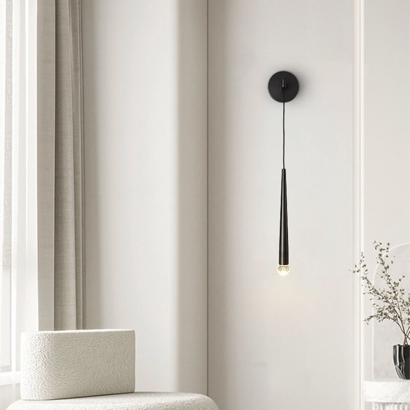 Geometric Shade Crystal Wall Sconce Modern Style 1 Light Wall Mount Lighting in Black