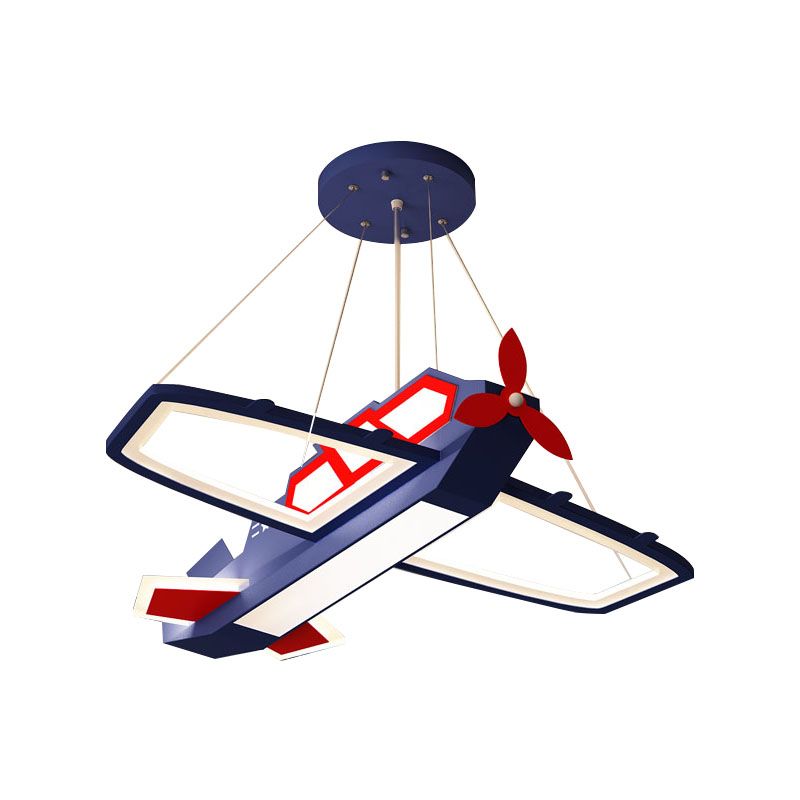Acrylic Airplane Pendant Light Fixture Modernism LED Ceiling Chandelier in Blue, Warm/White Light