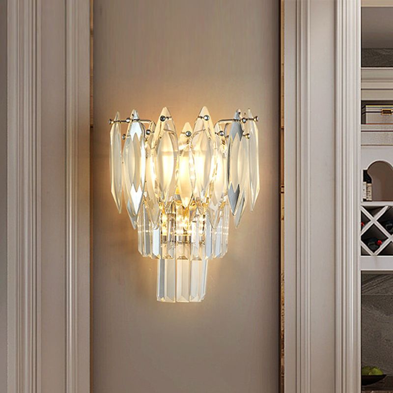 Modern Style Three-Tier Wall Light Crystal 3 Lights Sconces for Bedroom
