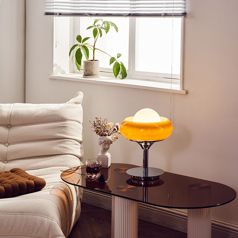 1 lampada da tavolo sfera leggera lampada da comodino in vetro contemporaneo in giallo