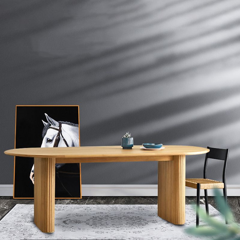 Modern Dinning Table Oval Solid Wood Furniture with Double Pedestal for Coffee