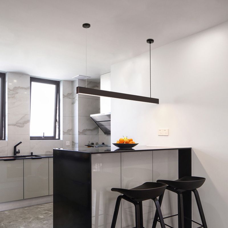Nordic Island Light Modern LED Long Strip Chandelier Lamp Fixture for Dining Room